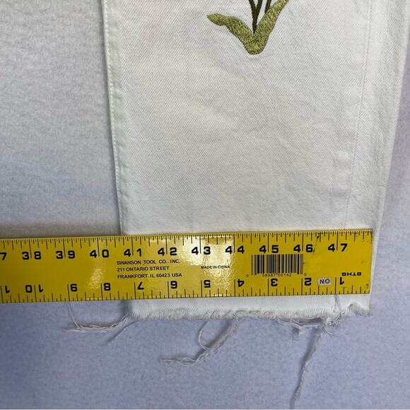 7 For All Mankind Jeans Womens 24 Easy White Straight Ankle floral Embroidery - Picture 10 of 16